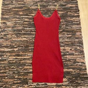 Body con dress with chain strap